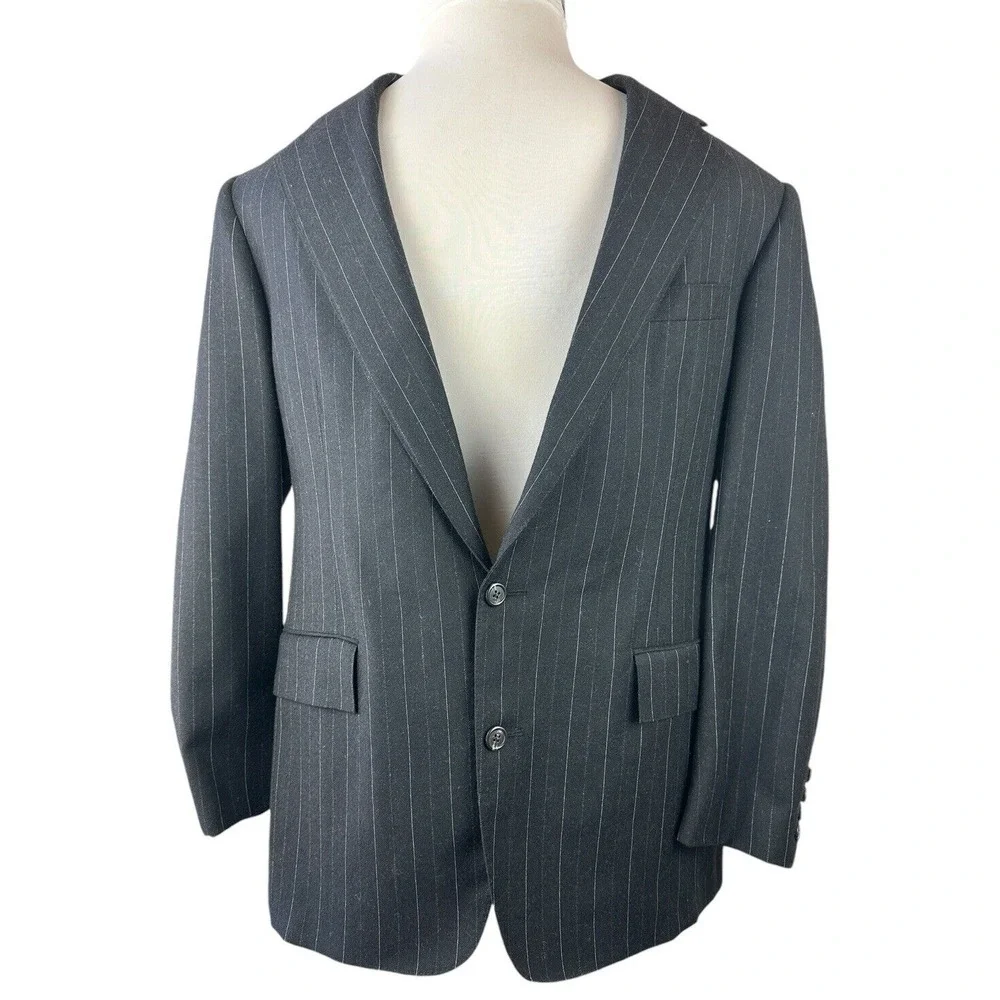 Polo Ralph Lauren Wool Cashmere Pinstriped Blazer Suit Jacket Men Size 40 Luxury